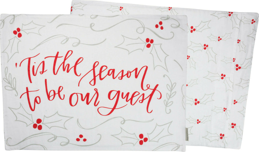 white-christmas-themed- pillowcase-for-guestroom