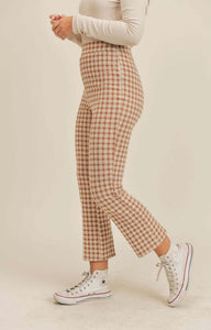 Classic plaid high-rise trousers for women, ideal for business casual outfits or weekend wear