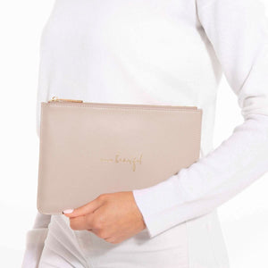 Dusty Pink Pouch with Gold Lettering - Hello Beautifu