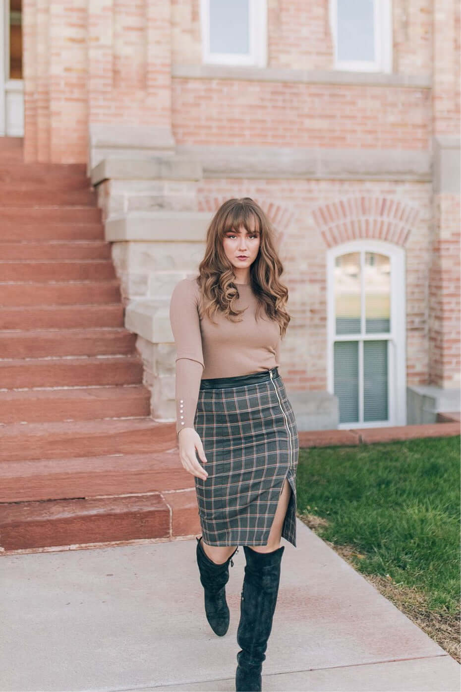 Plaid Tight Skirt Midi Mini Skirt Outfits How To Style Plaid Midi