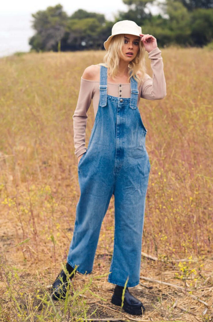 womens-wide-leg-denim-baggy-overalls | misbehavin-clothing-co