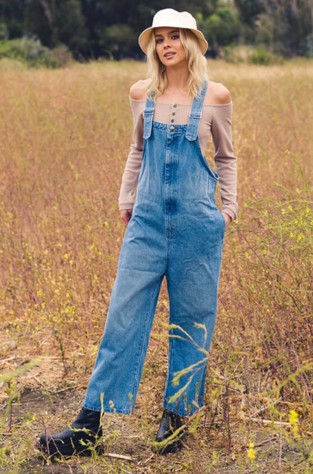 Casual and on-trend wide leg denim jumpsuit for effortless style