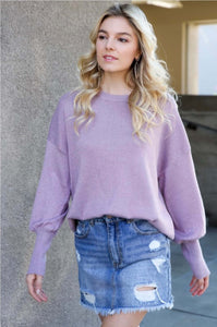 Purple Sparkly Oversized Dress Sweater