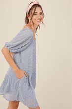 Blue Swiss Dot Shift Mini Dress