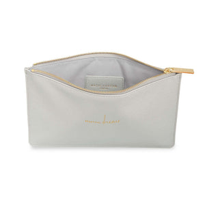 Gray Pouch with Gold Letter - Beautiful Dreamer