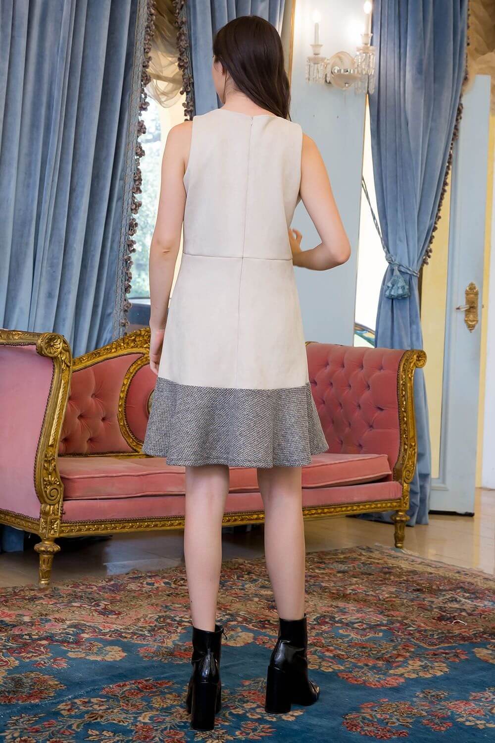 cream suede dress Women's Cream Faux Suede Bandeau Mini Dress