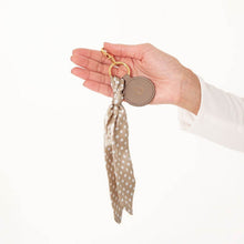 Tan and White Spotted Scarf Keyring Bag Charm